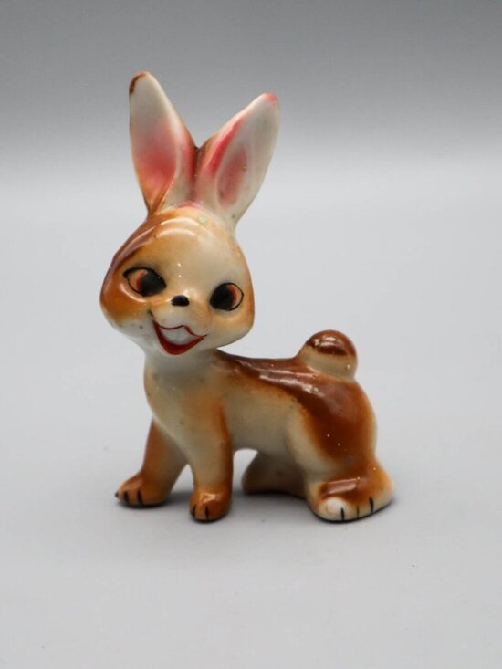 Other - Vtg Anthropomorphic Porcelain Bunny Rabbit Figurine Japan Mid-Century Kitschy